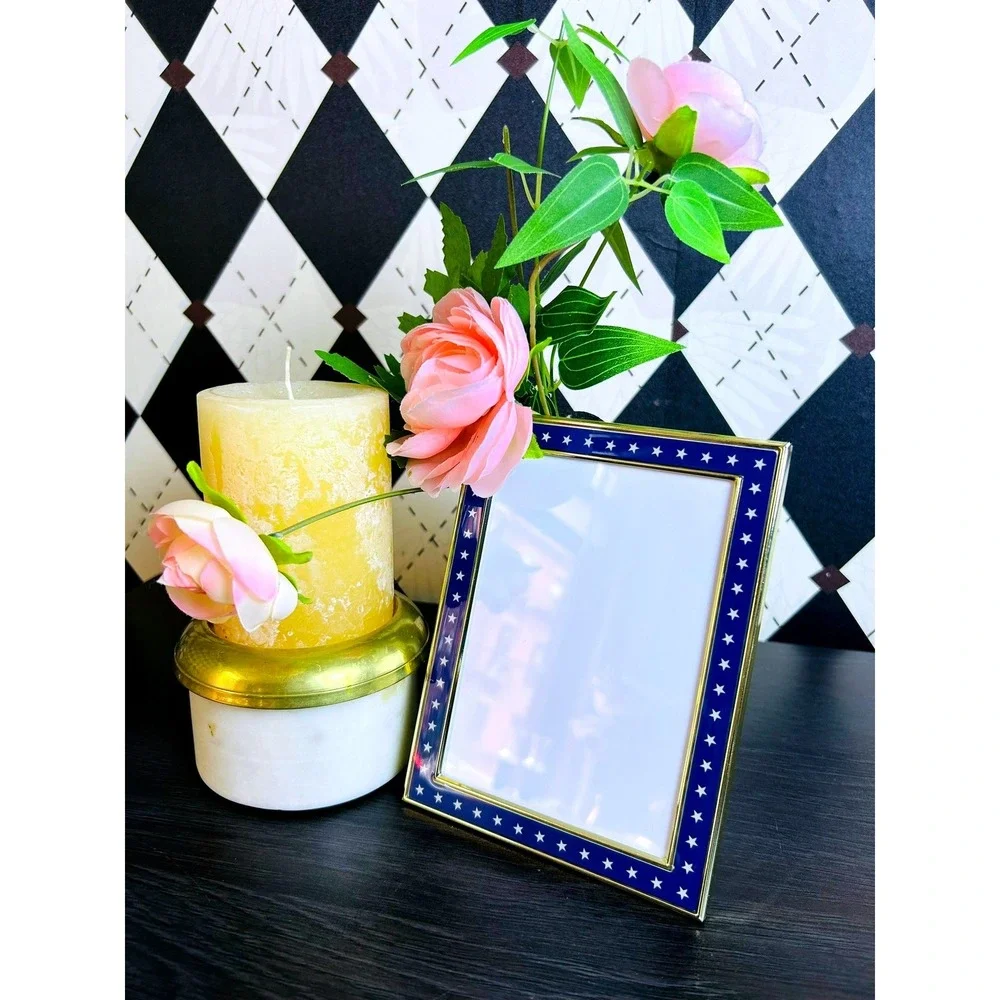 Blue Star Photo Frame Gold Trim Americana Picture Frame‎ 7x5 Inch